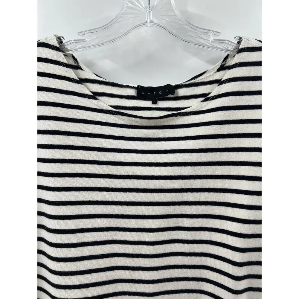 Hatch Women’s Short Sleeve T-shirt Dress Black & White Striped Size 1 Small - Picture 3 of 9